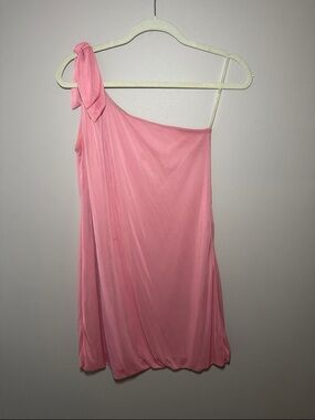 One-Shoulder Pink Tie-Shoulder Dress